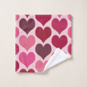 Roze en Rode Harten Patroon Bad Handdoek (Wasdoekje)