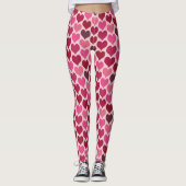 Roze en Rode Harten Patroon Leggings (Voorkant)