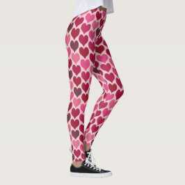Roze en Rode Harten Patroon Leggings