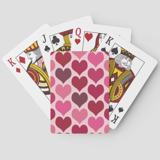Roze en Rode Harten Patroon Pokerkaarten (Achterkant)