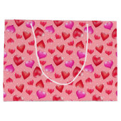 Roze en rode harten Patroon, Valentijn Gift Bag Groot Cadeauzakje (Achterkant)