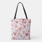  Roze en Rode Harten Print Valentijnsdag Tote Bag (Achterkant)