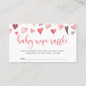 Roze en rode harten Valentijns Baby Wipe Raffle Plaatskaartje (Voorkant)