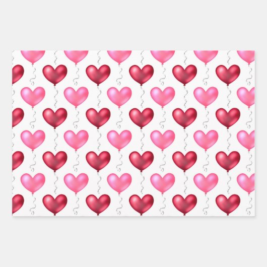 Roze en rode harten Valentijnsdag bruiloft Inpakpapier Vel (Voorkant 3)