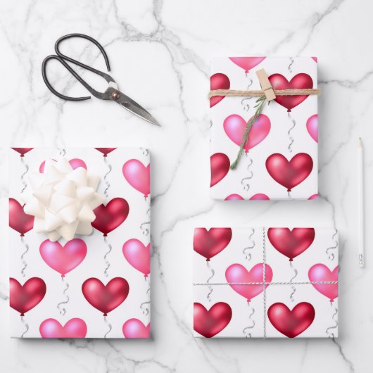 Roze en rode harten Valentijnsdag bruiloft Inpakpapier Vel (Voorkant)