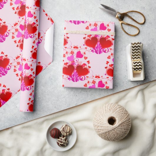  Roze en Rode Harten Valentijnsdag Cadeaupapier (Crafts)