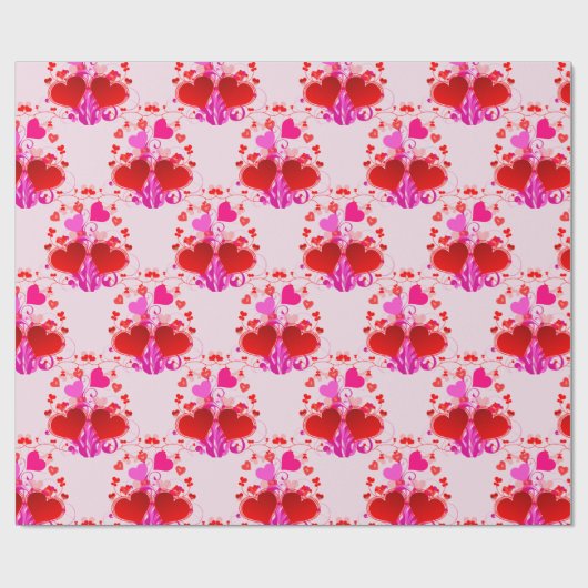  Roze en Rode Harten Valentijnsdag Cadeaupapier (Vlak)