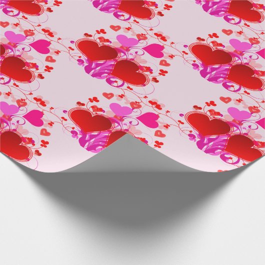  Roze en Rode Harten Valentijnsdag Cadeaupapier (Hoek)
