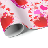  Roze en Rode Harten Valentijnsdag Cadeaupapier (Rol Hoek)