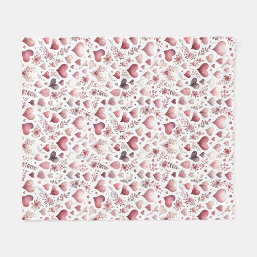  Roze en Rode Harten Valentijnsdag Fleece Deken (Voorkant (Horizontaal))