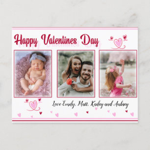 Roze en rode harten Valentijnsdag Fotokaart Feestdagenkaart