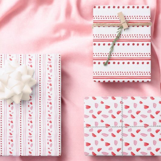 Roze en Rode Harten Valentijnsdag Gifts Inpakpapier Vel