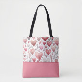 Roze en Rode Harten Valentijnsdag, Kleurenblok Tote Bag (Voorkant)