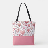 Roze en Rode Harten Valentijnsdag, Kleurenblok Tote Bag (Achterkant)