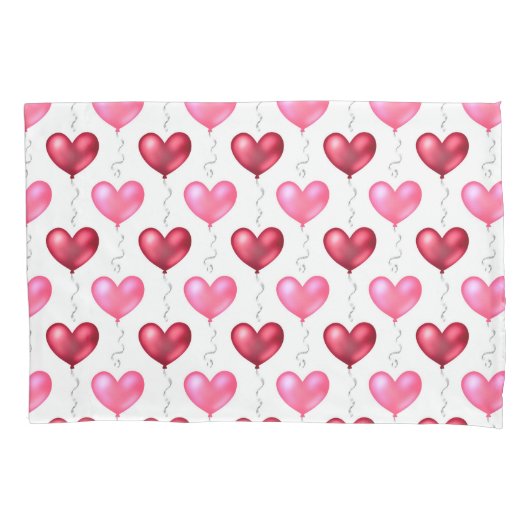 Roze en rode harten Valentijnsdag Kussensloop (Voorkant-Links)