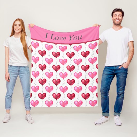 Roze en Rode Harten Valentijnsdag Liefde Fleece Deken (In situ)