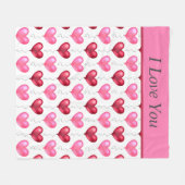 Roze en Rode Harten Valentijnsdag Liefde Fleece Deken (Voorkant (Horizontaal))