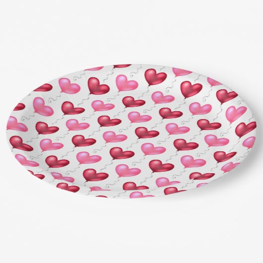 Roze en rode harten Valentijnsdag Papieren Bordje (Gekanteld)