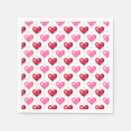 Roze en rode harten Valentijnsdag Servet