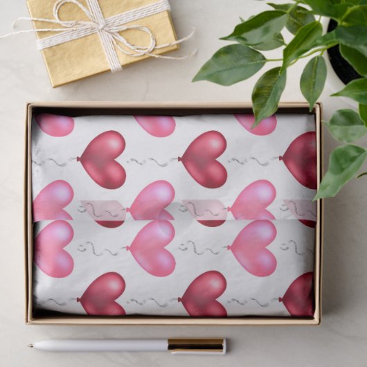 Roze en rode harten Valentijnsdag Tissuepapier (Geschenk)