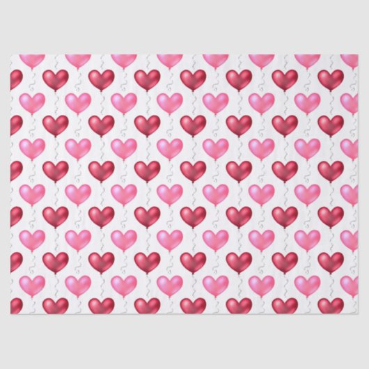 Roze en rode harten Valentijnsdag Tissuepapier (Voorkant)