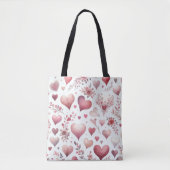  Roze en Rode Harten Valentijnsdag Tote Bag (Voorkant)