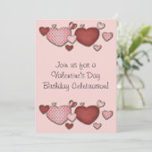 Roze en Rode Harten Valentijnsdag Verjaardagsfeest Kaart (Staand voorkant)