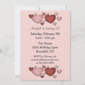 Roze en Rode Harten Valentijnsdag Verjaardagsfeest Kaart (Achterkant)