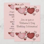 Roze en Rode Harten Valentijnsdag Verjaardagsfeest Kaart (Voorkant / Achterkant)