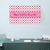 Roze en rode harten, wil je met me trouwen? spandoek (Beurs)