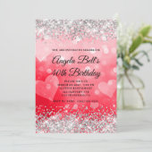 Roze en rode harten Zilver Glitter 40e verjaardag Kaart (Staand voorkant)