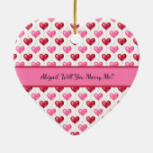 Roze en rode harten zullen je met kerst trouwen keramisch ornament (Achterkant)