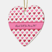 Roze en rode harten zullen je met kerst trouwen keramisch ornament (Links)