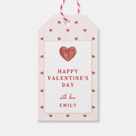 Roze en Rode Hartjes Gelukkige Valentijnsdag Label Cadeaulabel