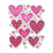 Roze en rode hartjes met patronen sticker (Voorkant)