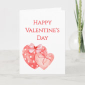 Roze en Rode Hartjes Met Strikken Valentijnsdag Ka Kaart (Voorkant)