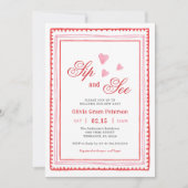 Roze en Rode Hartjes Nieuwe Baby Slurpen en Zien M Kaart (Voorkant)