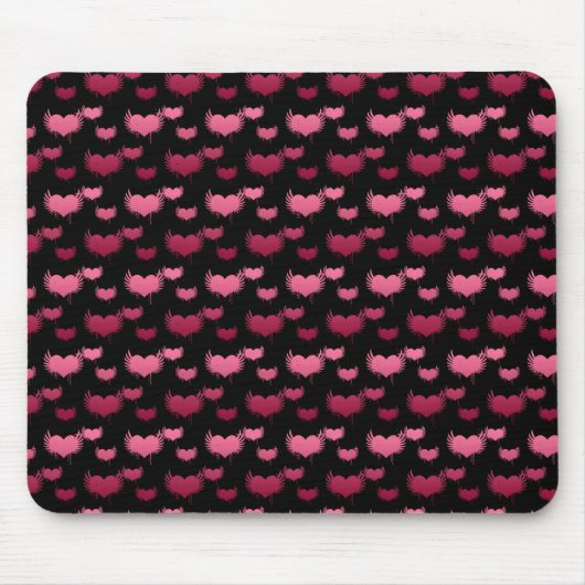 Roze en Rode Hartjes Patroon Muismat (Voorkant)