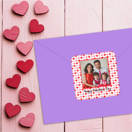 Roze en Rode Hartjes Patroon op Maat gemaakte Foto Vierkante Sticker