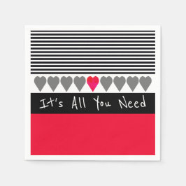 Roze en rode hartslag geaccentueerd servet