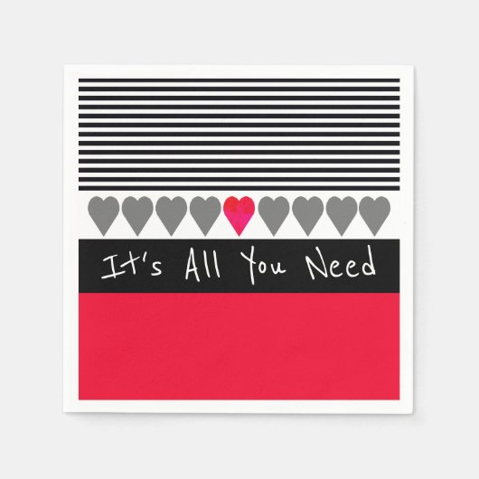 Roze en rode hartslag geaccentueerd servet (Voorkant)