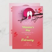 Roze en Rode Harttak Valentijnsdag Kaart (Voorkant / Achterkant)