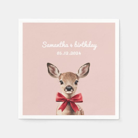 Roze en rode herten servet | Verjaardagsfeest in W (Voorkant)