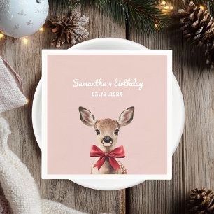 Roze en rode herten servet Verjaardagsfeest in W