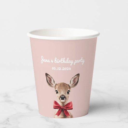 Roze en rode herten | Verjaardagsfeest in Woodland Papieren Bekers (Voorkant)
