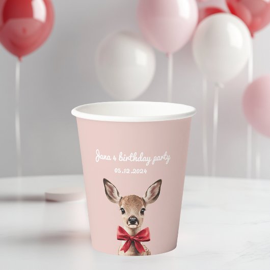 Roze en rode herten | Verjaardagsfeest in Woodland Papieren Bekers