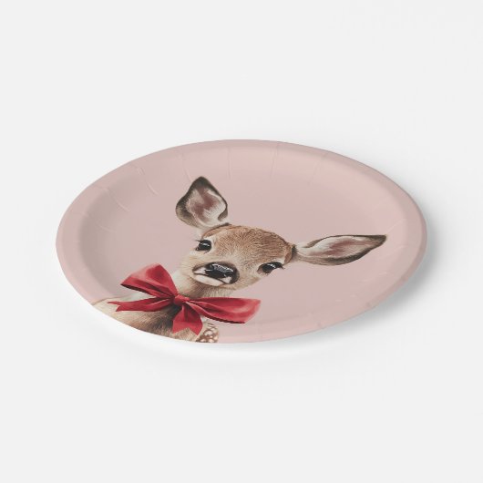 Roze en rode herten | Verjaardagsfeest in Woodland Papieren Bordje (Gekanteld)