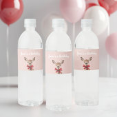 Roze en rode herten | Verjaardagsfeest in Woodland Waterfles Etiket