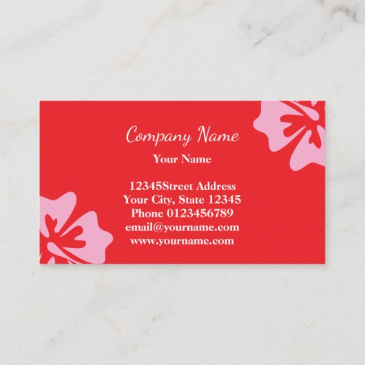 Roze en rode Hibiscus bloem moderne bloemen Visitekaartje (Achterkant)