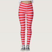 Roze en rode horizontale streep leggings (Voorkant)